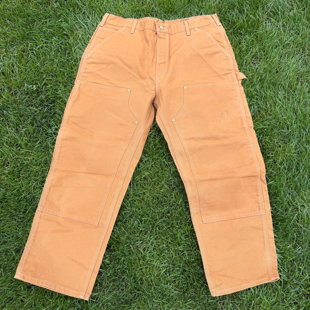 Carhartt B01 BRN Double Knee Work Pants Mens 38x28 Duck Canvas Brown Made in USA